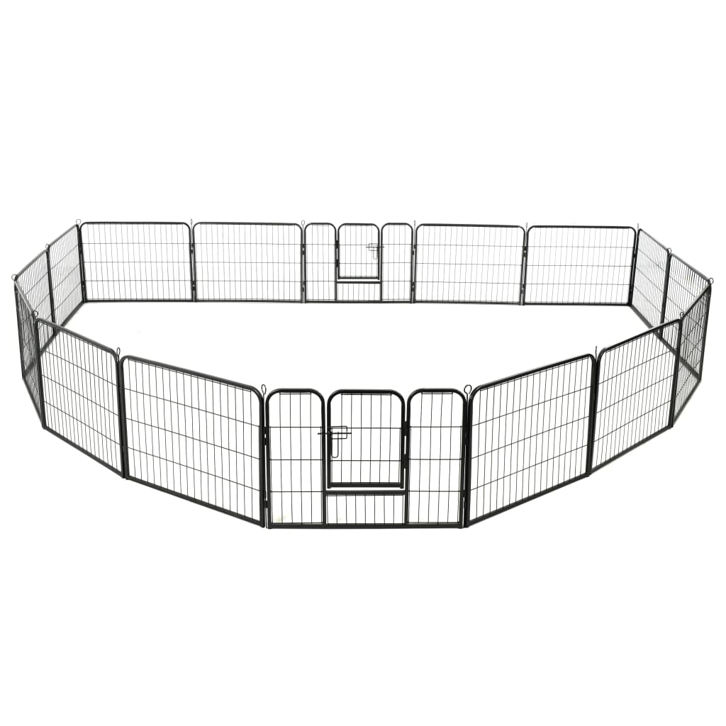 Hondenren met 16 panelen 60x80 cm staal zwart is nu te koop bij PeponiXL, paradijselijk wonen!
