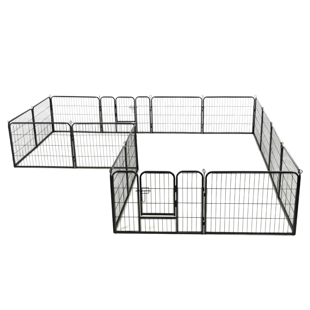 Hondenren met 16 panelen 60x80 cm staal zwart is nu te koop bij PeponiXL, paradijselijk wonen!