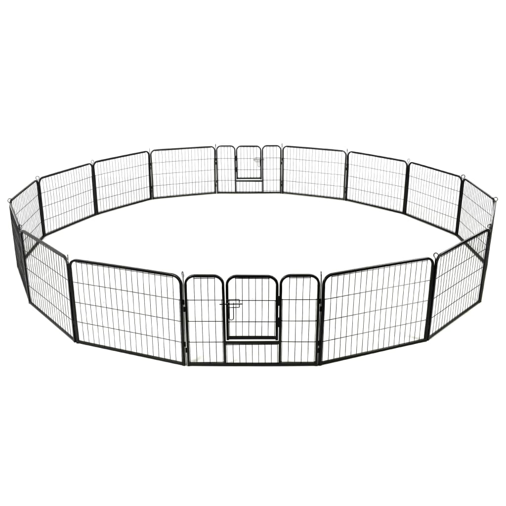 Hondenren met 16 panelen 60x80 cm staal zwart is nu te koop bij PeponiXL, paradijselijk wonen!