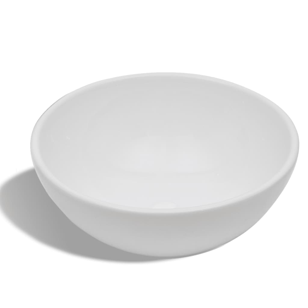 Badkamerwastafel met mengkraan rond keramiek wit is nu te koop bij PeponiXL, paradijselijk wonen!
