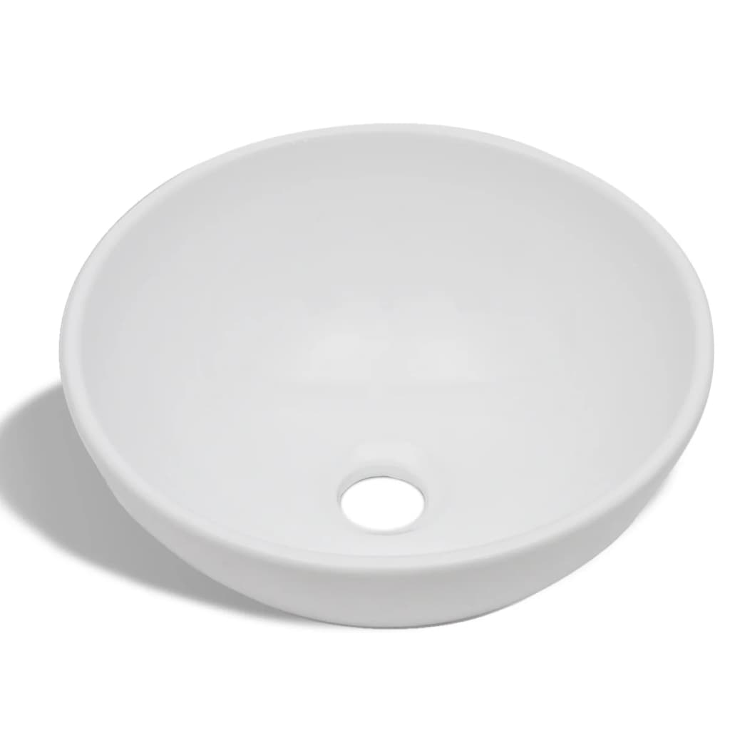 Badkamerwastafel met mengkraan rond keramiek wit is nu te koop bij PeponiXL, paradijselijk wonen!
