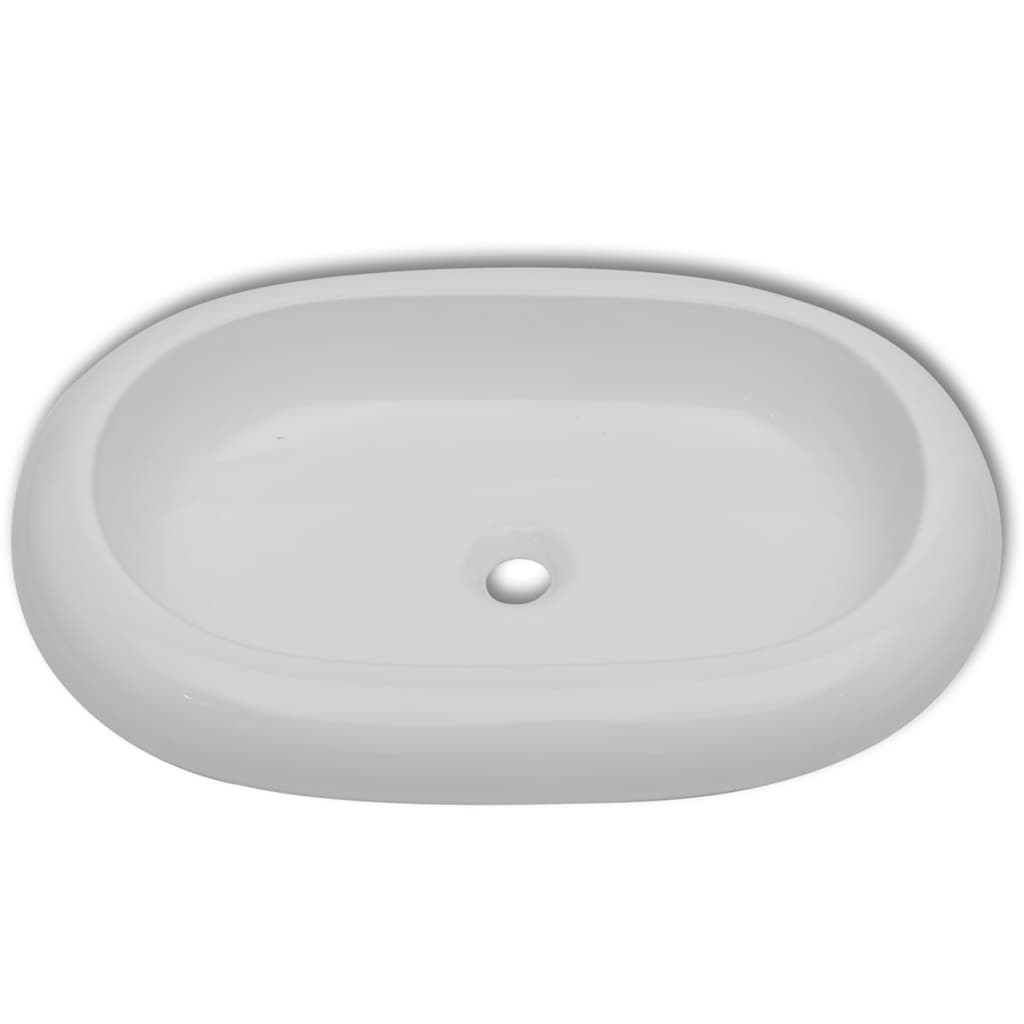 Badkamerwastafel met mengkraan ovaal keramiek wit is nu te koop bij PeponiXL, paradijselijk wonen!