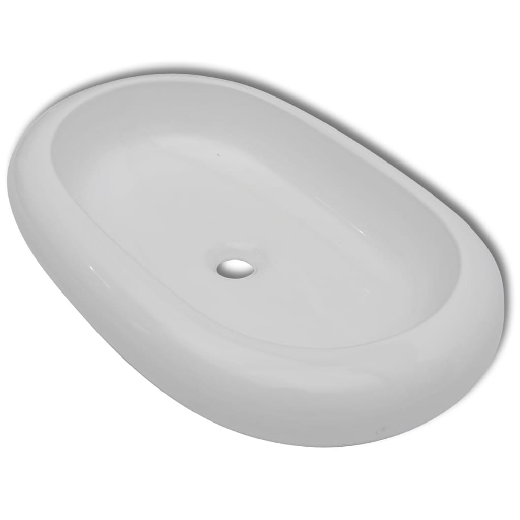 Badkamerwastafel met mengkraan ovaal keramiek wit is nu te koop bij PeponiXL, paradijselijk wonen!