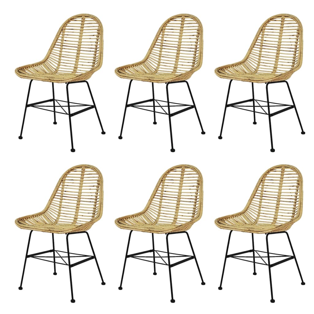 Eetkamerstoelen rattan natuurlijk 6 st is nu te koop bij PeponiXL, paradijselijk wonen!