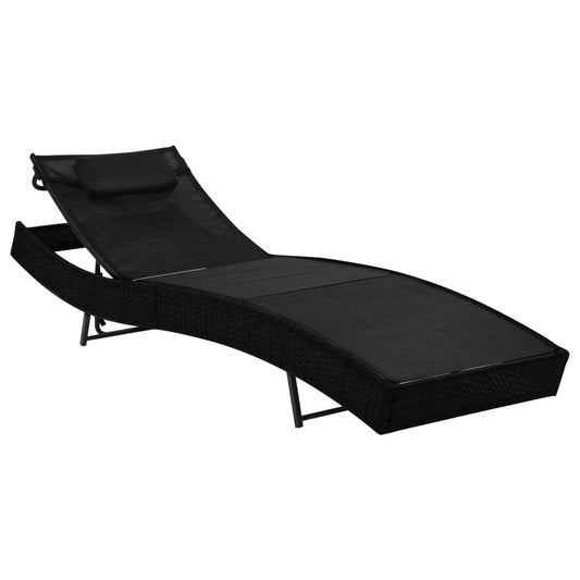 Ligbed met kussen poly rattan zwart is nu te koop bij PeponiXL, paradijselijk wonen!