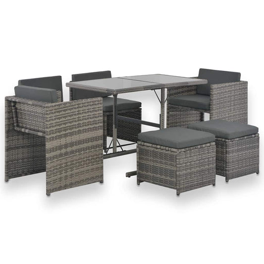7-delige Tuinset met kussens poly rattan grijs is nu te koop bij PeponiXL, paradijselijk wonen!
