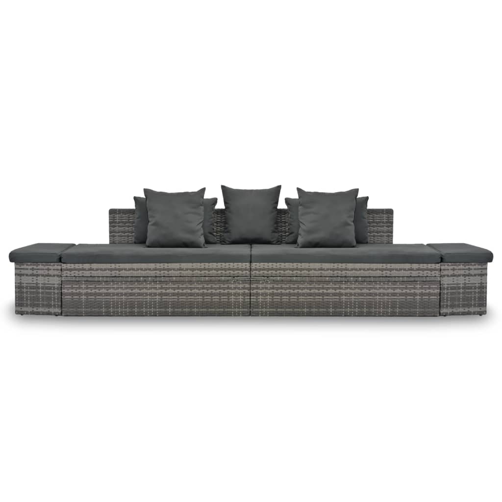 4-delige Loungeset met kussens poly rattan grijs is nu te koop bij PeponiXL, paradijselijk wonen!