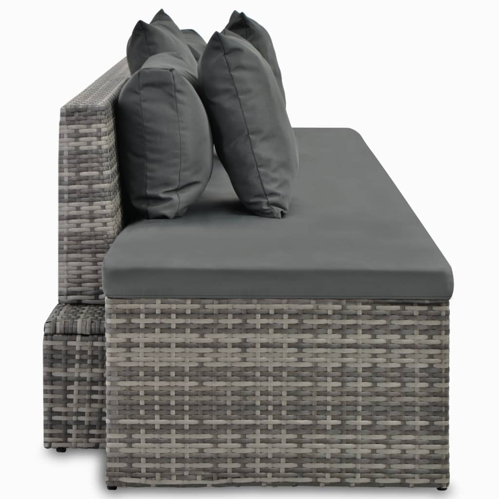 4-delige Loungeset met kussens poly rattan grijs is nu te koop bij PeponiXL, paradijselijk wonen!