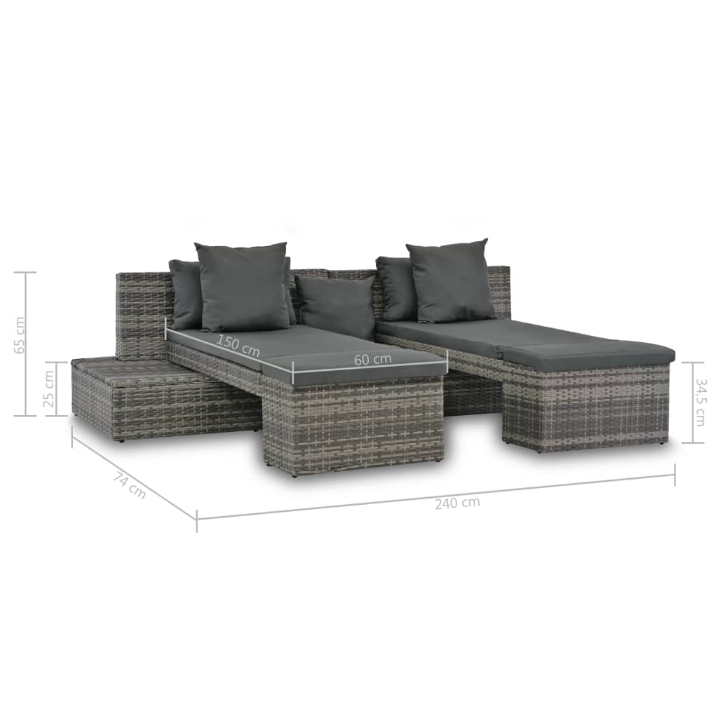 4-delige Loungeset met kussens poly rattan grijs is nu te koop bij PeponiXL, paradijselijk wonen!