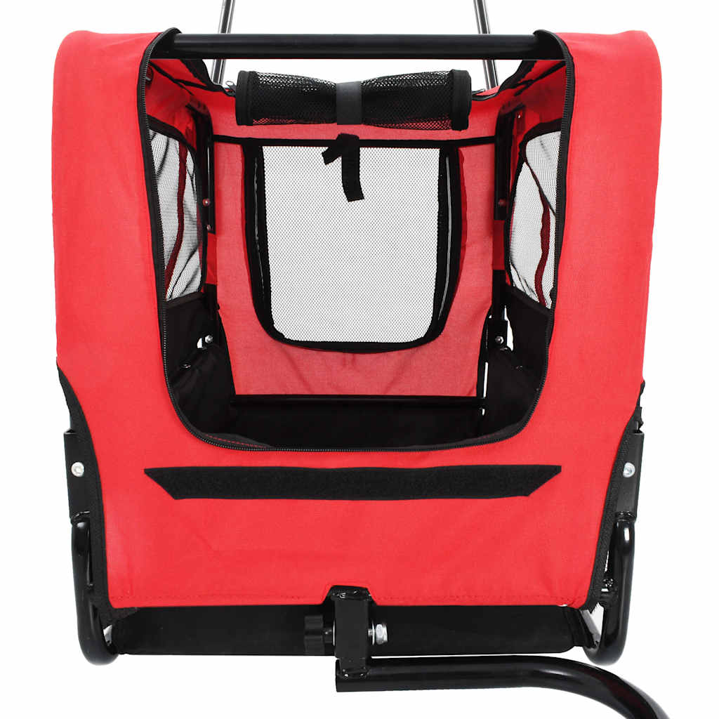 Huisdierenfietskar en joggingbuggy 2-in-1 rood en zwart is nu te koop bij PeponiXL, paradijselijk wonen!