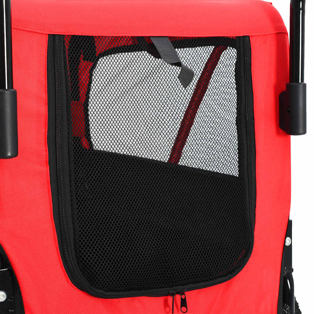 Huisdierenfietskar en joggingbuggy 2-in-1 rood en zwart is nu te koop bij PeponiXL, paradijselijk wonen!