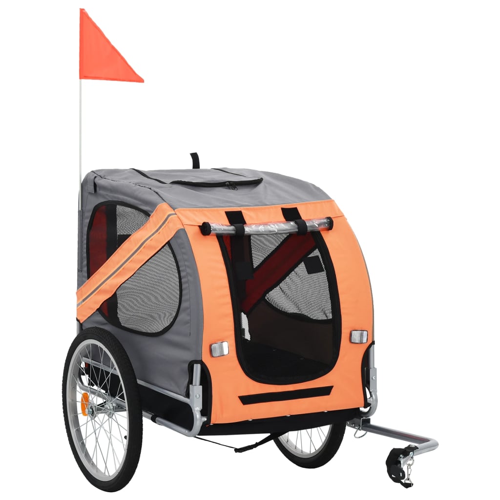 Hondenfietstrailer oranje en grijs is nu te koop bij PeponiXL, paradijselijk wonen!