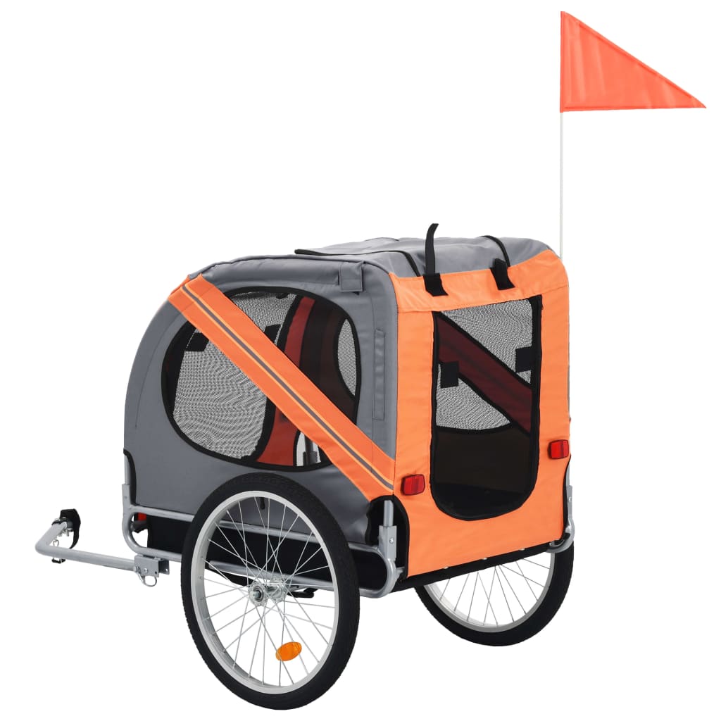 Hondenfietstrailer oranje en grijs is nu te koop bij PeponiXL, paradijselijk wonen!