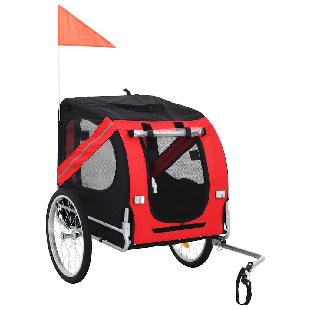 Hondenfietstrailer rood en zwart is nu te koop bij PeponiXL, paradijselijk wonen!