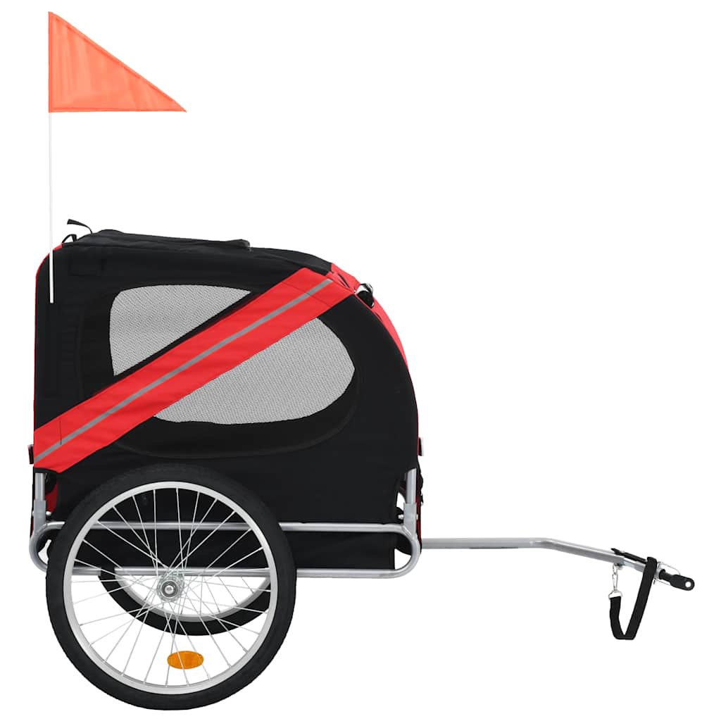 Hondenfietstrailer rood en zwart is nu te koop bij PeponiXL, paradijselijk wonen!