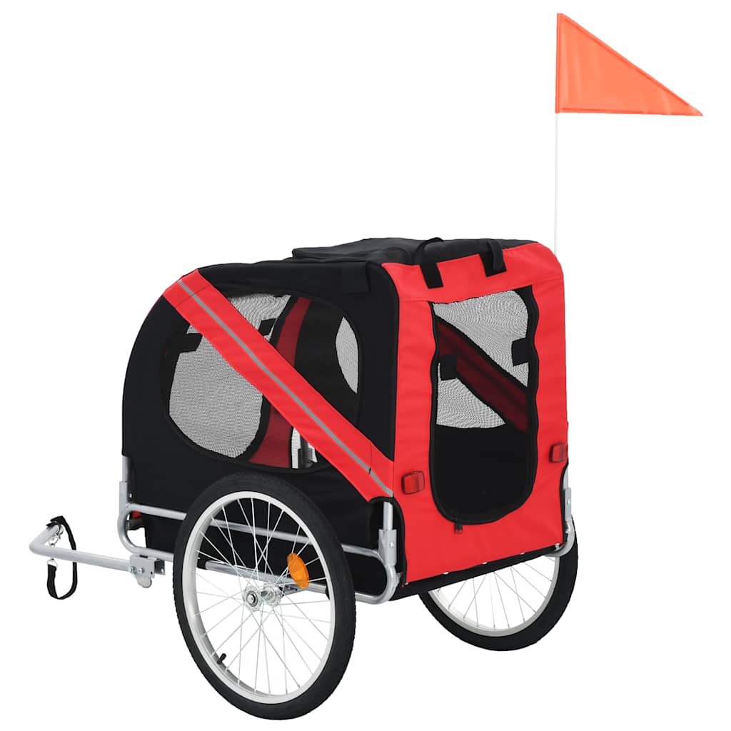 Hondenfietstrailer rood en zwart is nu te koop bij PeponiXL, paradijselijk wonen!