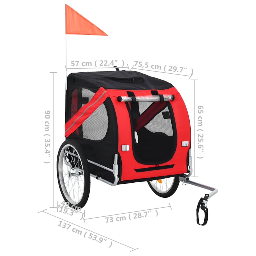 Hondenfietstrailer rood en zwart is nu te koop bij PeponiXL, paradijselijk wonen!