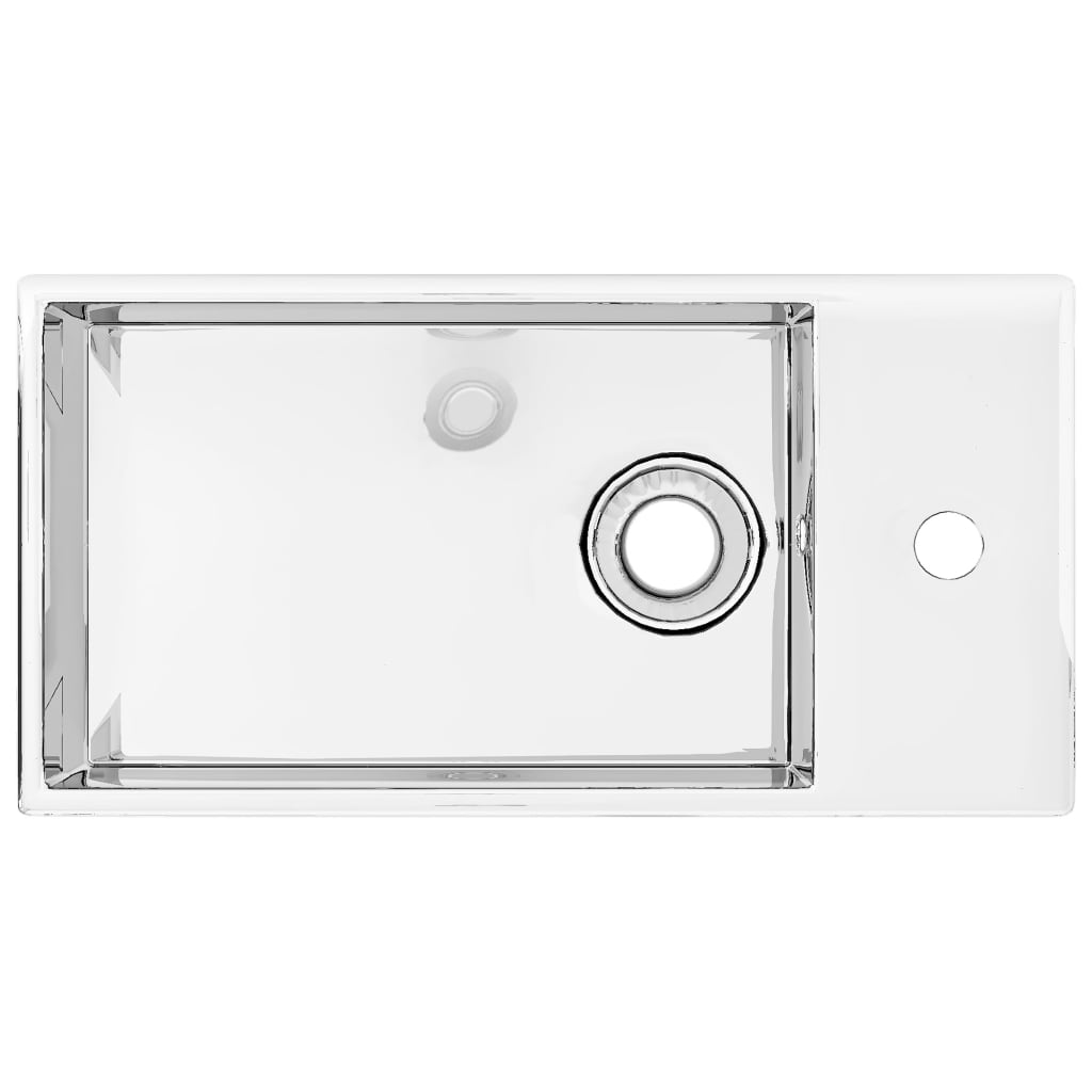 Wastafel met overloop 49x25x15 cm keramiek zilverkleurig is nu te koop bij PeponiXL, paradijselijk wonen!