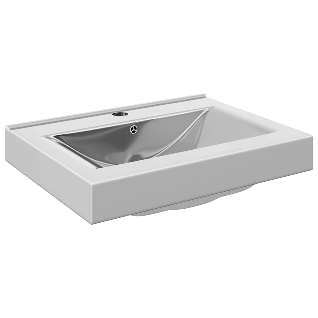 Wastafel met overloop 60x46x16 cm keramiek zilverkleurig is nu te koop bij PeponiXL, paradijselijk wonen!