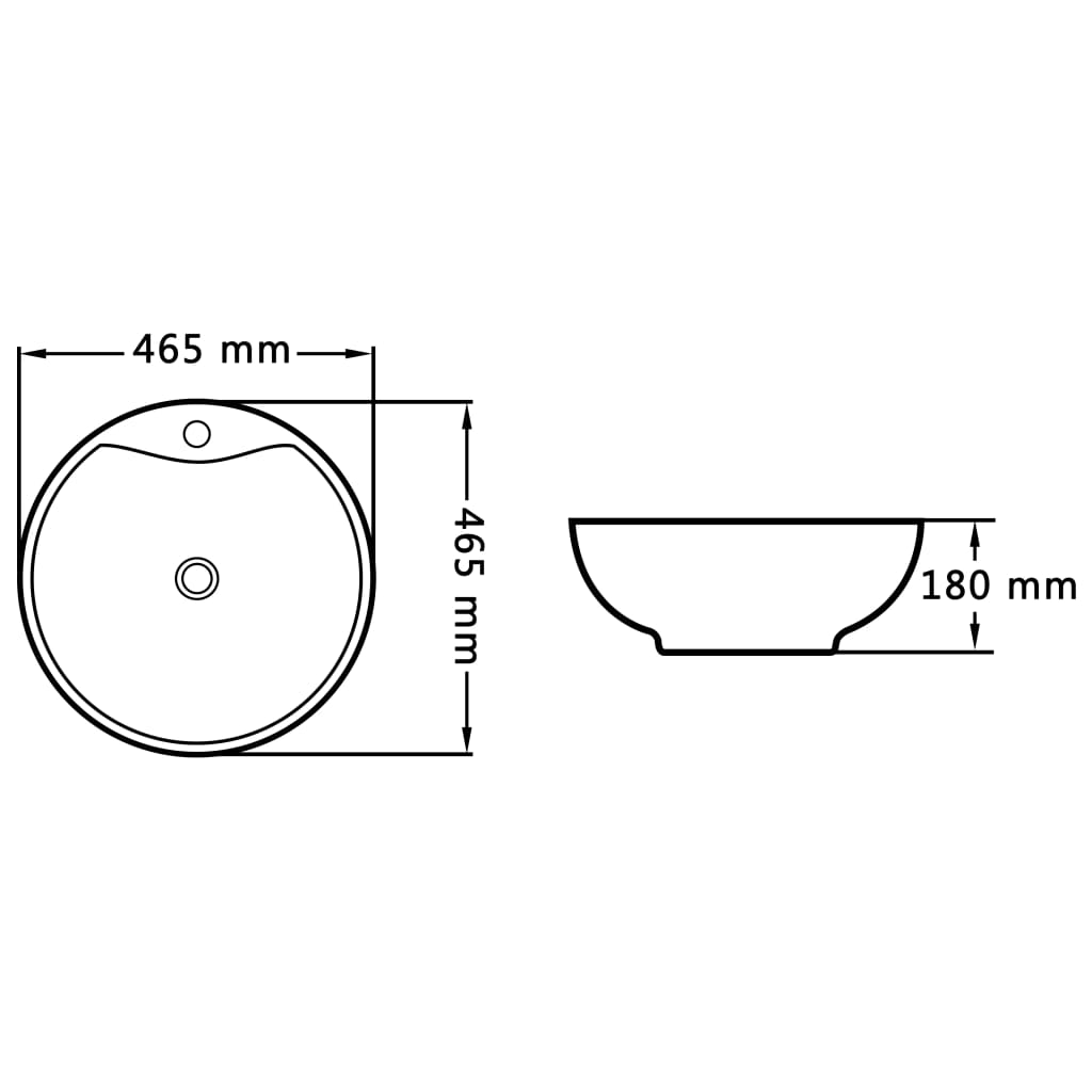 Wastafel met overloop 46,5x18 cm keramiek wit is nu te koop bij PeponiXL, paradijselijk wonen!
