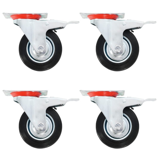 Zwenkwielen met dubbele remmen 4 st 100 mm is nu te koop bij PeponiXL, paradijselijk wonen!
