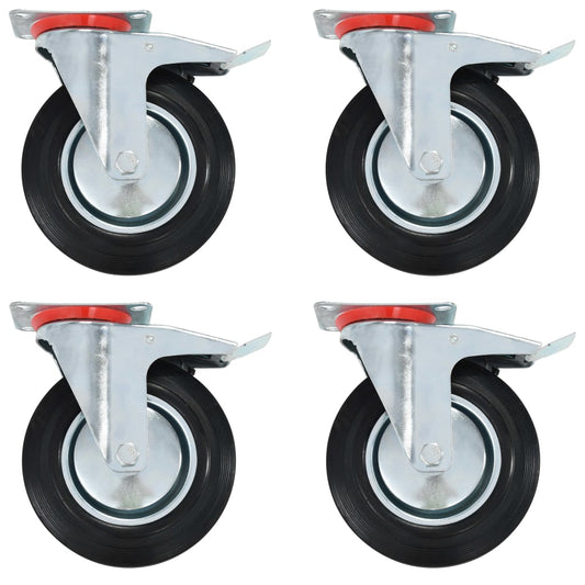 Zwenkwielen met dubbele remmen 4 st 200 mm is nu te koop bij PeponiXL, paradijselijk wonen!