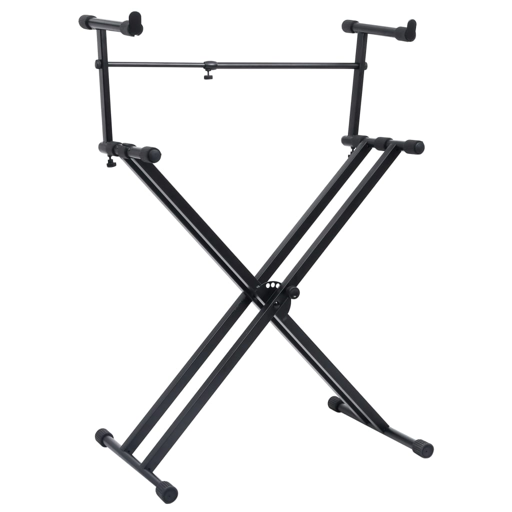 Keyboardstandaard X-frame dubbel versterkt zwart is nu te koop bij PeponiXL, paradijselijk wonen!