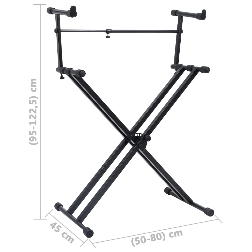 Keyboardstandaard X-frame dubbel versterkt zwart is nu te koop bij PeponiXL, paradijselijk wonen!