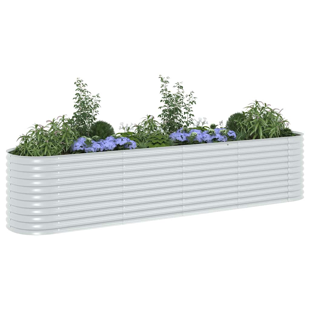 Plantenbak verhoogd 400x80x81 cm gegalvaniseerd staal zilver is nu te koop bij PeponiXL, paradijselijk wonen!