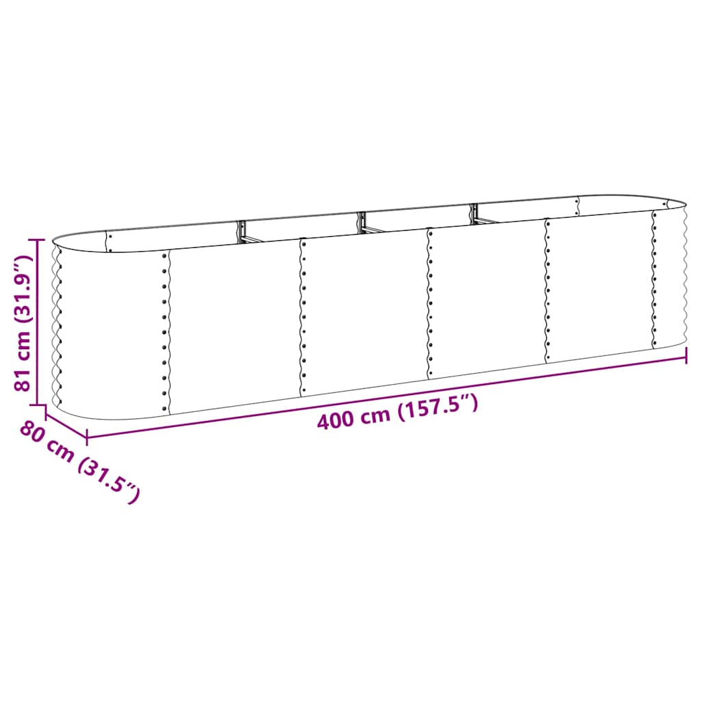 Plantenbak verhoogd 400x80x81 cm gegalvaniseerd staal zilver is nu te koop bij PeponiXL, paradijselijk wonen!