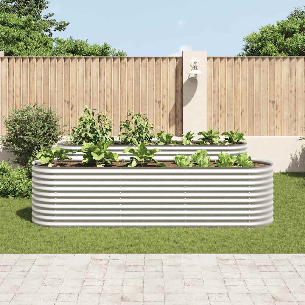 Plantenbak verhoogd 320x80x81 cm gegalvaniseerd staal zilver is nu te koop bij PeponiXL, paradijselijk wonen!