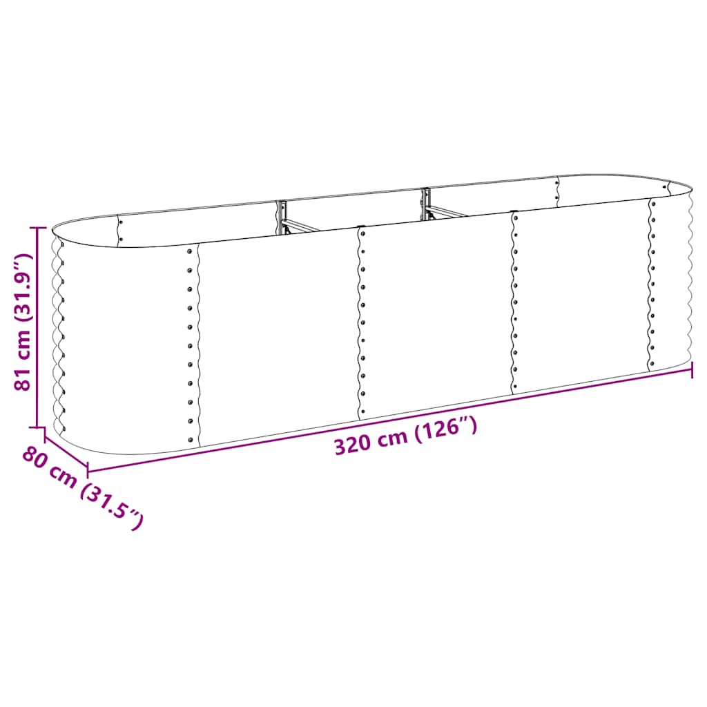 Plantenbak verhoogd 320x80x81 cm gegalvaniseerd staal zilver is nu te koop bij PeponiXL, paradijselijk wonen!