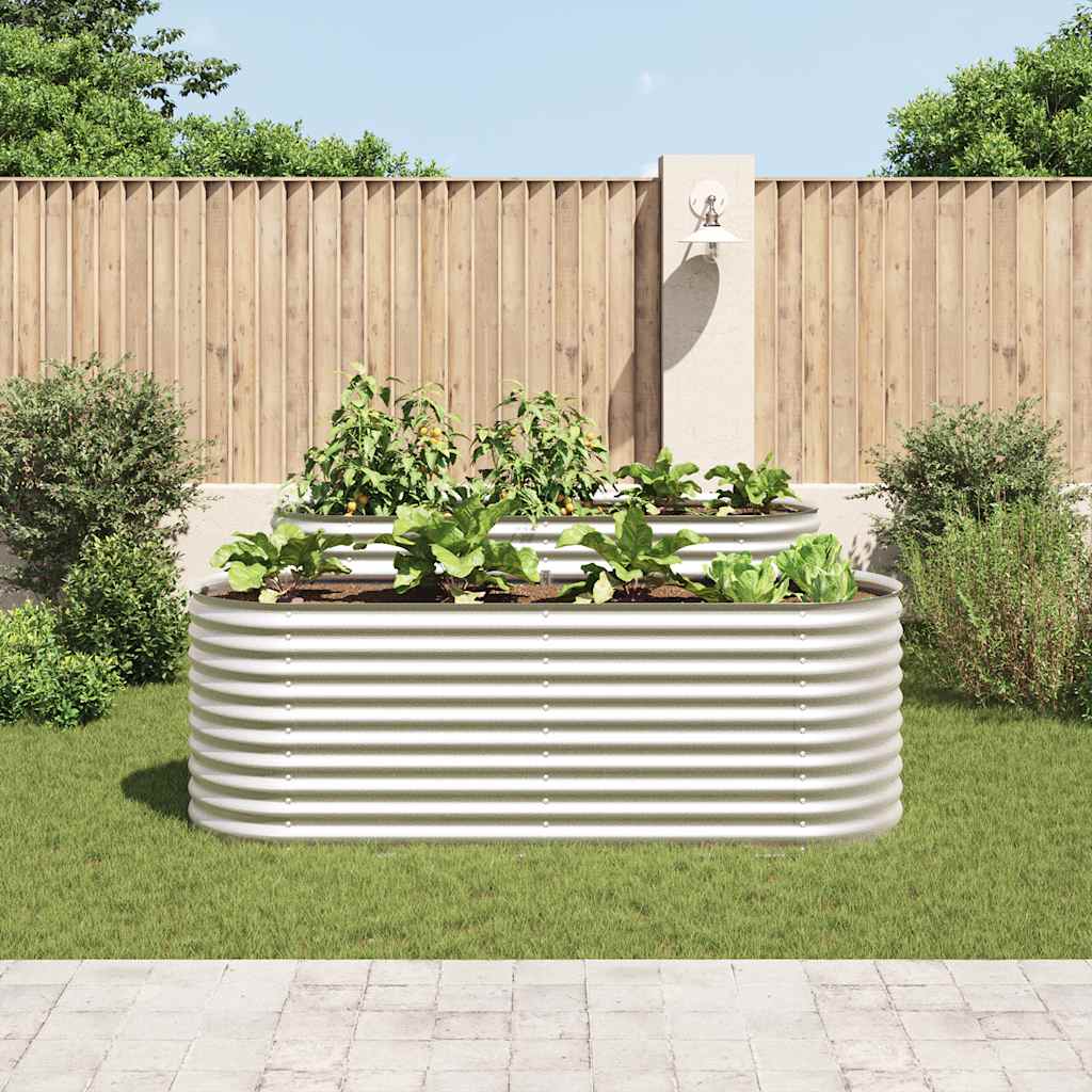 Plantenbak verhoogd 240x80x81 cm gegalvaniseerd staal zilver is nu te koop bij PeponiXL, paradijselijk wonen!