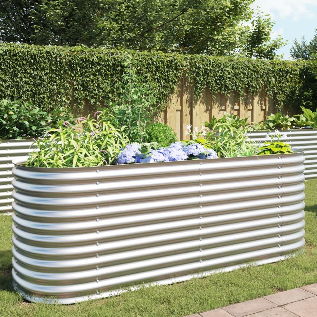 Plantenbak verhoogd 240x80x81 cm gegalvaniseerd staal zilver is nu te koop bij PeponiXL, paradijselijk wonen!