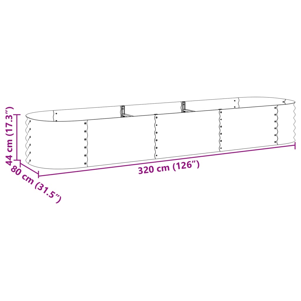 Plantenbak verhoogd 320x80x44 cm gegalvaniseerd staal zilver is nu te koop bij PeponiXL, paradijselijk wonen!