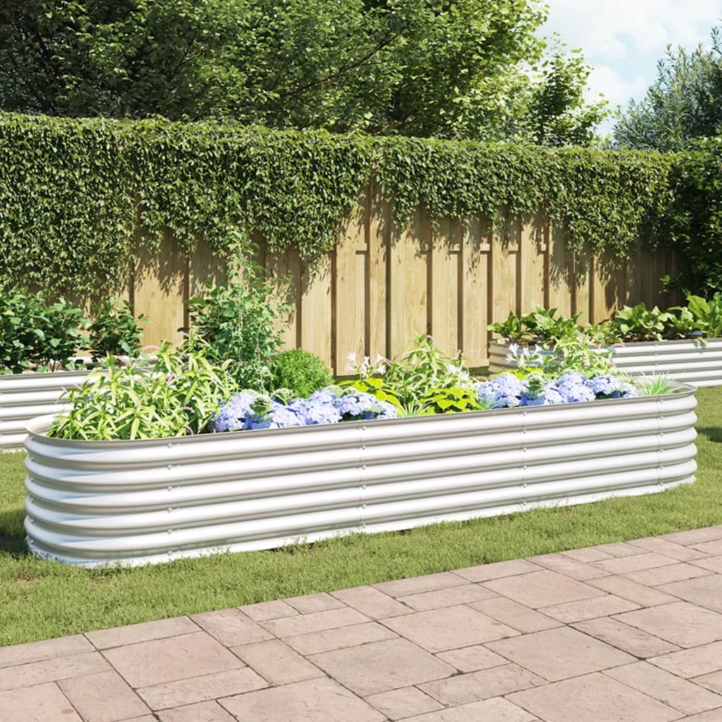 Plantenbak verhoogd 320x80x44 cm gegalvaniseerd staal zilver is nu te koop bij PeponiXL, paradijselijk wonen!