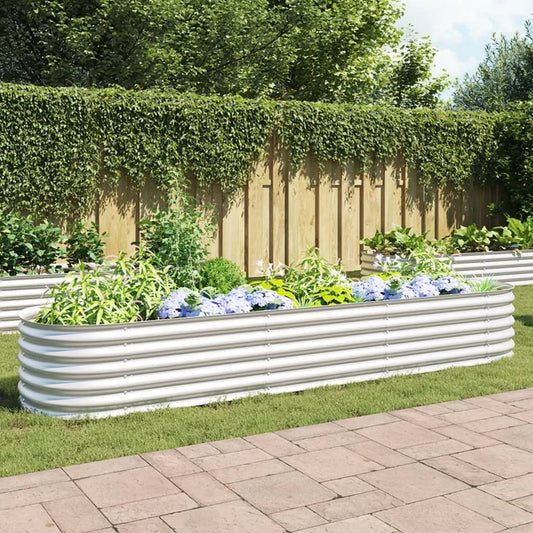 Plantenbak verhoogd 320x80x44 cm gegalvaniseerd staal zilver is nu te koop bij PeponiXL, paradijselijk wonen!