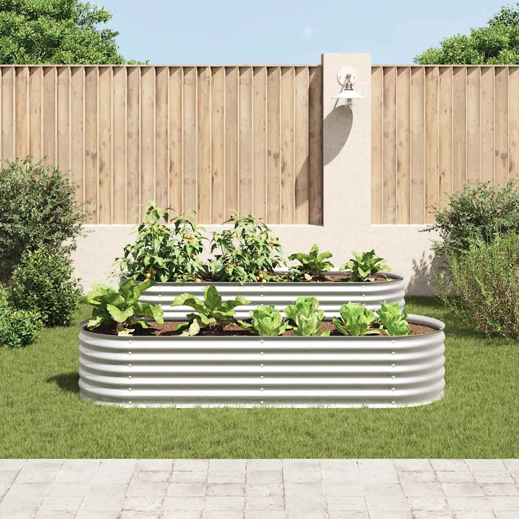 Plantenbak verhoogd 240x80x44 cm gegalvaniseerd staal zilver is nu te koop bij PeponiXL, paradijselijk wonen!