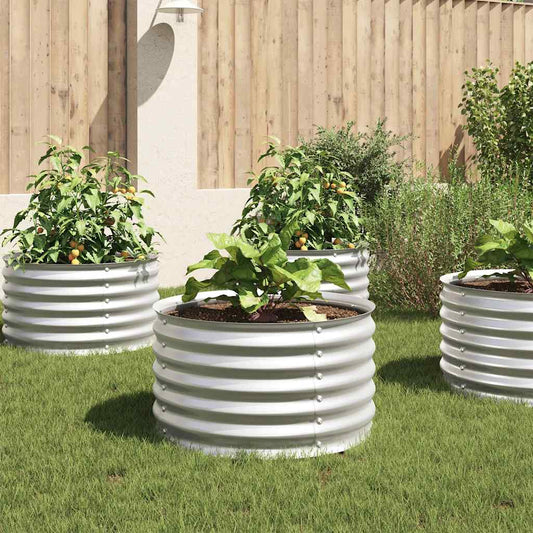 Plantenbak verhoogd 80x80x44 cm gegalvaniseerd staal zilver is nu te koop bij PeponiXL, paradijselijk wonen!