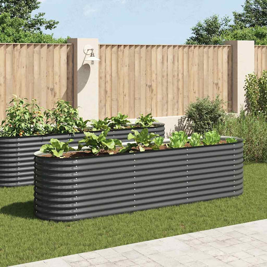 Plantenbak verhoogd 320x80x81 cm gegalvaniseerd staal grijs is nu te koop bij PeponiXL, paradijselijk wonen!