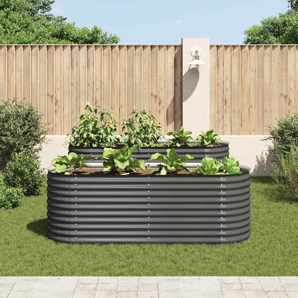 Plantenbak verhoogd 240x80x81 cm gegalvaniseerd staal grijs is nu te koop bij PeponiXL, paradijselijk wonen!