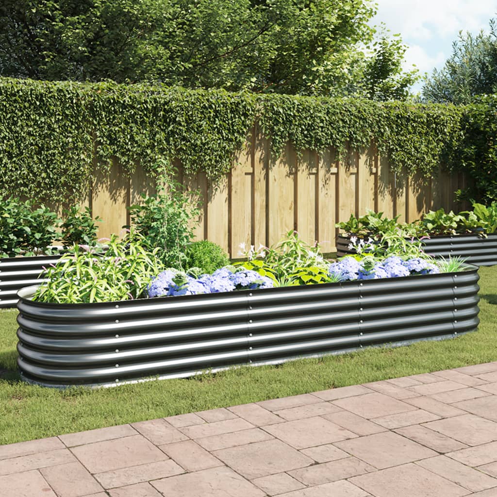 Plantenbak verhoogd 320x80x44 cm gegalvaniseerd staal grijs is nu te koop bij PeponiXL, paradijselijk wonen!