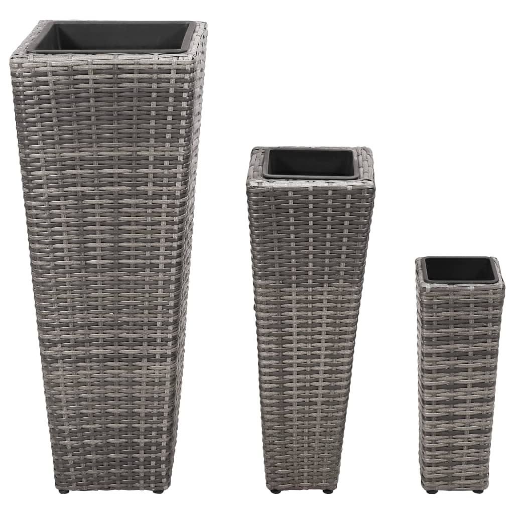 Plantenbakken verhoogd 3 st poly rattan grijs is nu te koop bij PeponiXL, paradijselijk wonen!