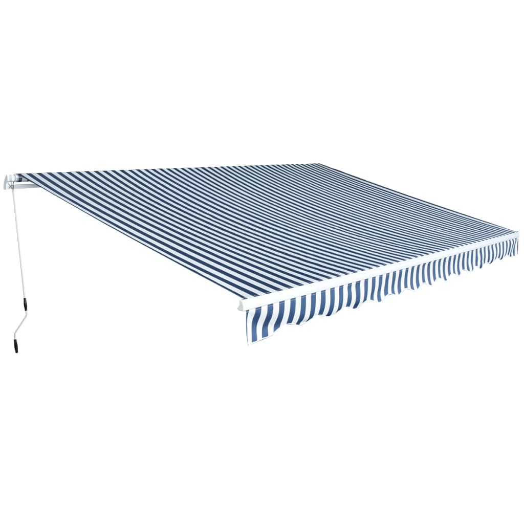 Luifel handmatig uittrekbaar 450 cm blauw/wit is nu te koop bij PeponiXL, paradijselijk wonen!