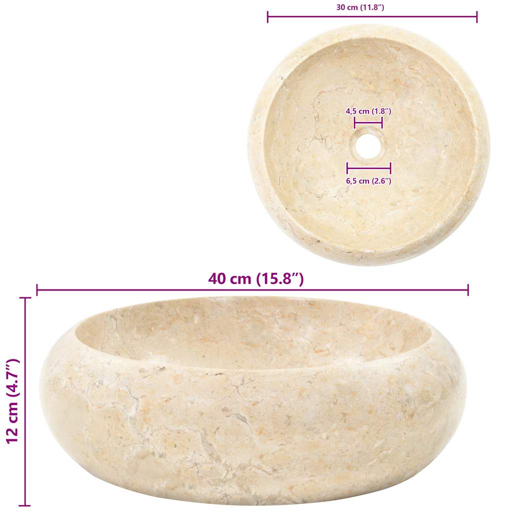 Gootsteen 40x12 cm marmer crème is nu te koop bij PeponiXL, paradijselijk wonen!