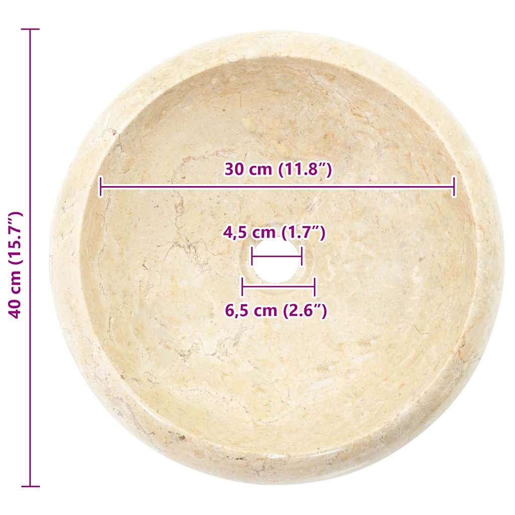 Gootsteen 40x12 cm marmer crème is nu te koop bij PeponiXL, paradijselijk wonen!