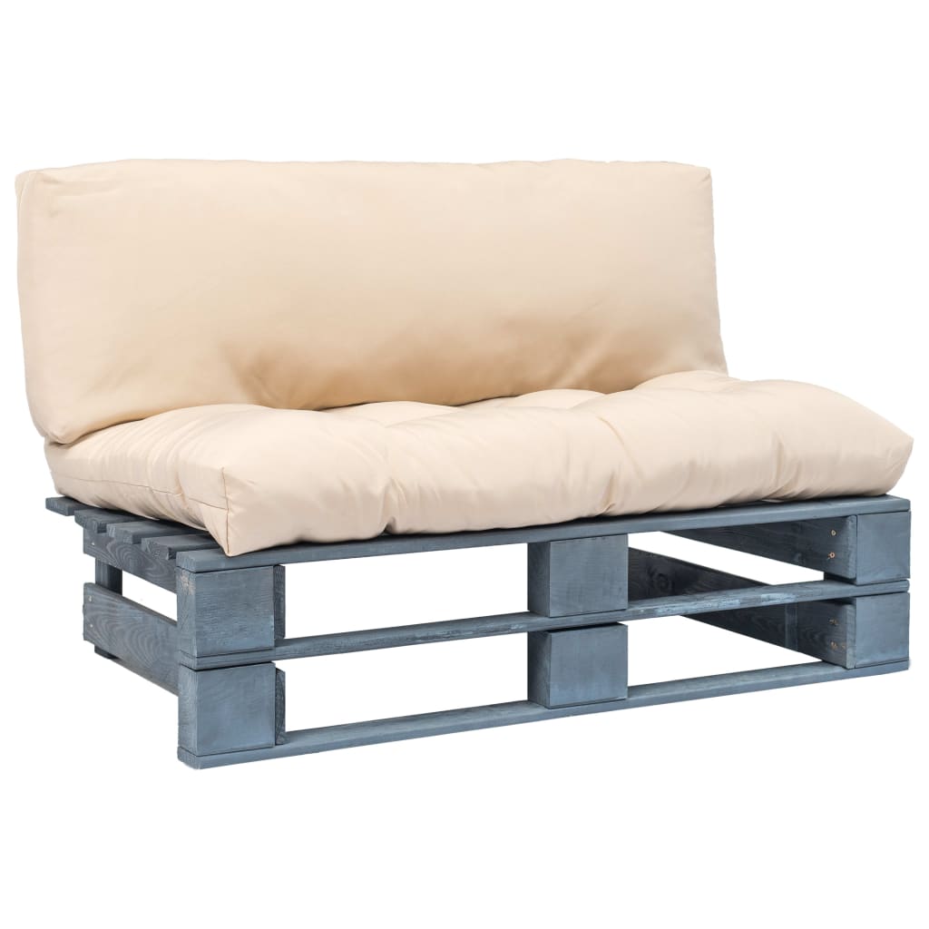 Tuinbank pallet met zandkleurige kussens grenenhout is nu te koop bij PeponiXL, paradijselijk wonen!