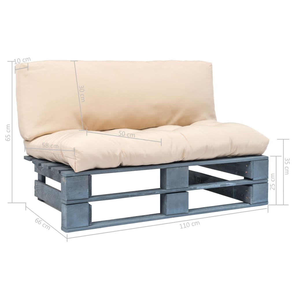 Tuinbank pallet met zandkleurige kussens grenenhout is nu te koop bij PeponiXL, paradijselijk wonen!