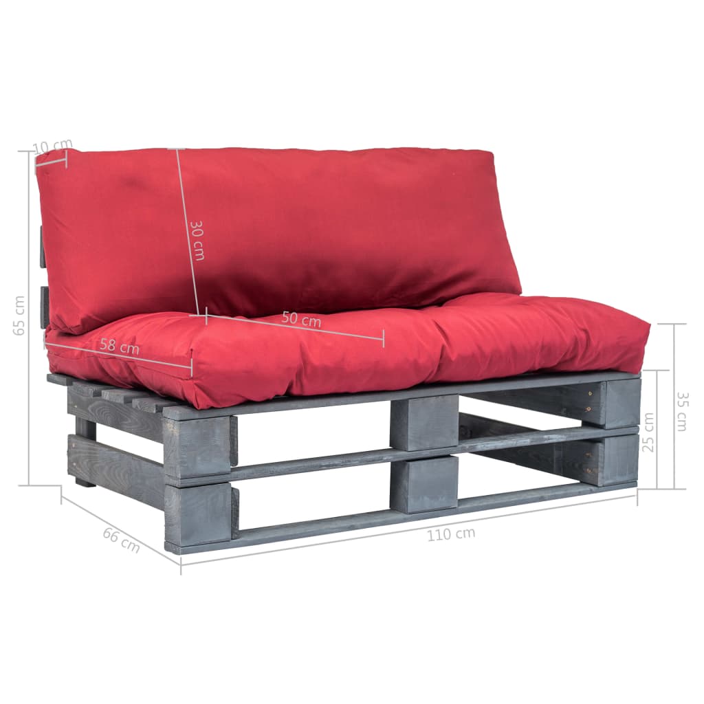 Tuinbank pallet met rode kussens grenenhout is nu te koop bij PeponiXL, paradijselijk wonen!