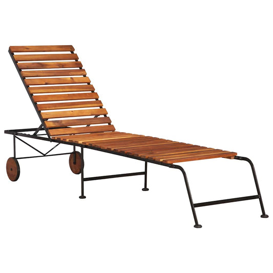 Ligbed met stalen poten massief acaciahout is nu te koop bij PeponiXL, paradijselijk wonen!